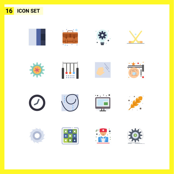 包16个创意的平面颜色齿轮棒图片下载