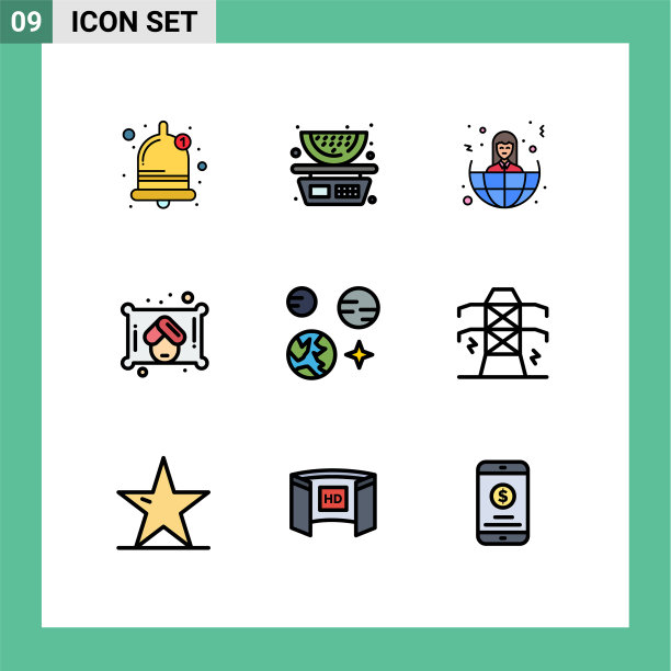 填充线平色包9个通用符号图片下载