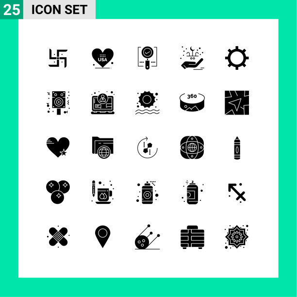 可编辑的线包25个简单的固体符号图片下载