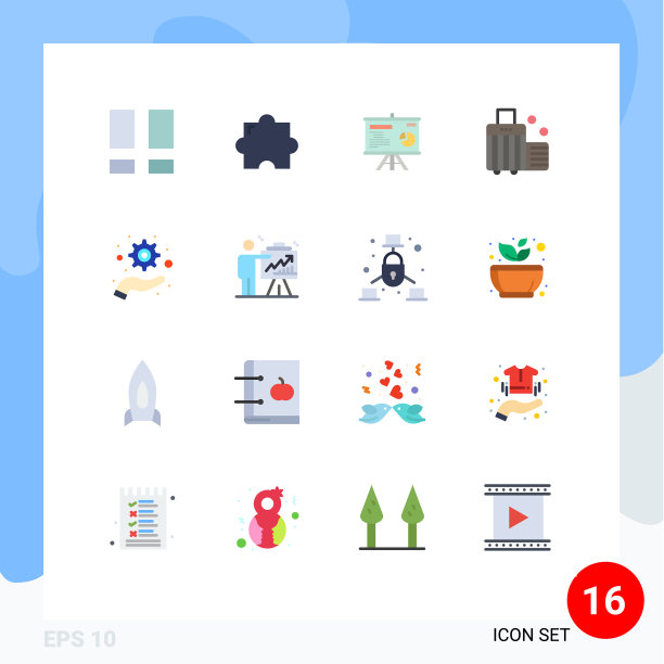 16用户界面平面彩色包装现代标识图片下载