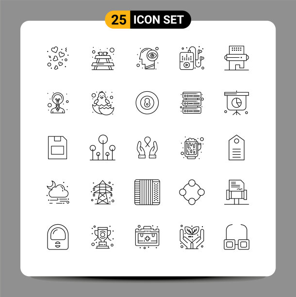 25个主题线和可编辑的符号食物图片下载