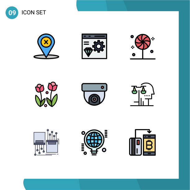 可编辑的线包9简单填充线平图片下载