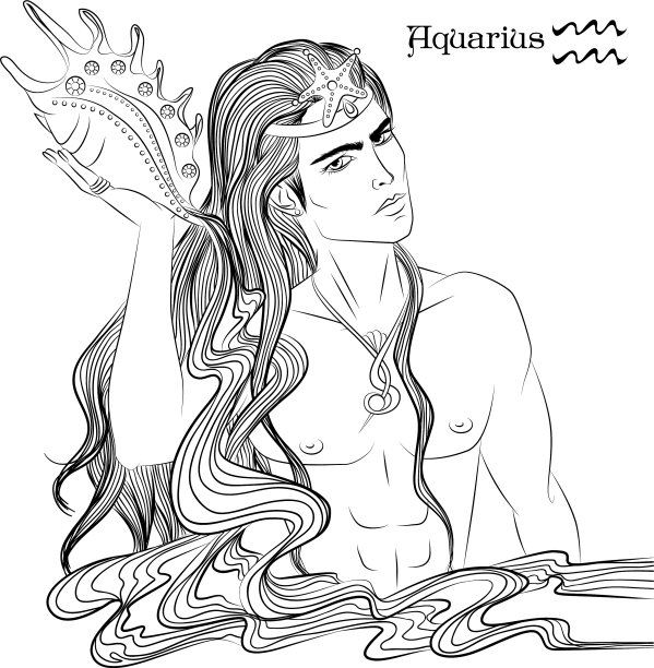 水瓶座艺术线条图片下载