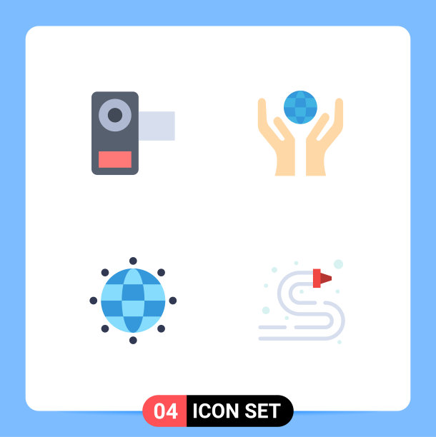 4个主题平面图标和可编辑的符号图片下载