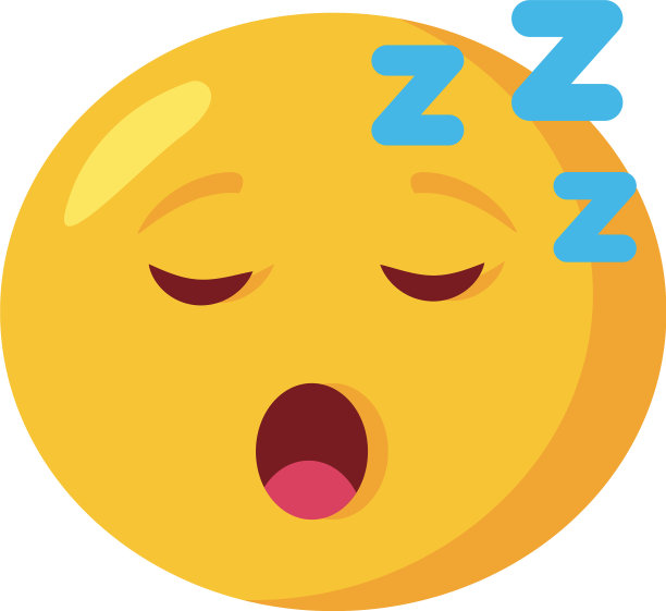 睡着的表情符号脸经典的平面风格图标图片下载