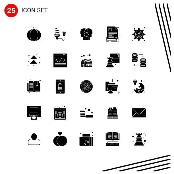 分组25个固体符号符号和符号图片下载