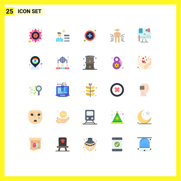 移动界面平色设25个象形图图片下载