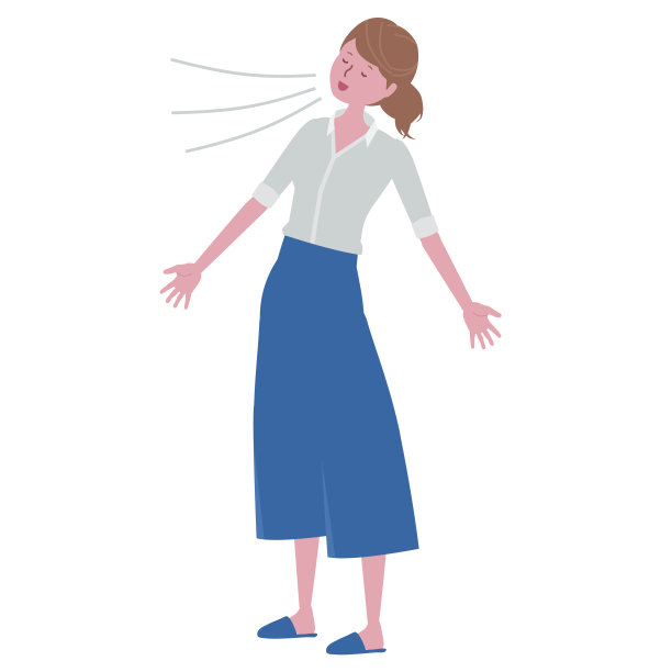 一个女人深吸一口气的插图图片下载