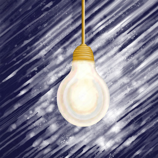 在雪中发光的白色灯泡图片下载