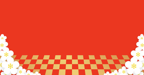 意象春天，白色的梅花和格子图案的背景图片下载