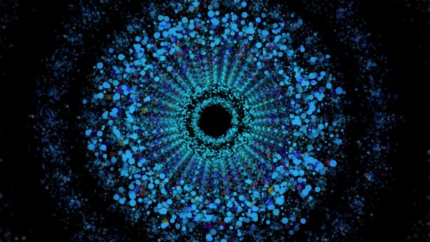 发光粒子的圆形隧道。三维渲染抽象空间，计算机生成背景图片下载