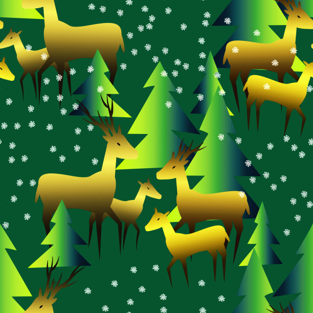 鹿群在冬天的森林里天衣无缝。图片下载