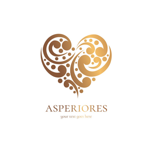 抽象金色心形标志，可用于珠宝、美容和时尚行业，非常适合用于字母组合、邀请函、宣传单、菜单、背景或任何所需创意图片下载