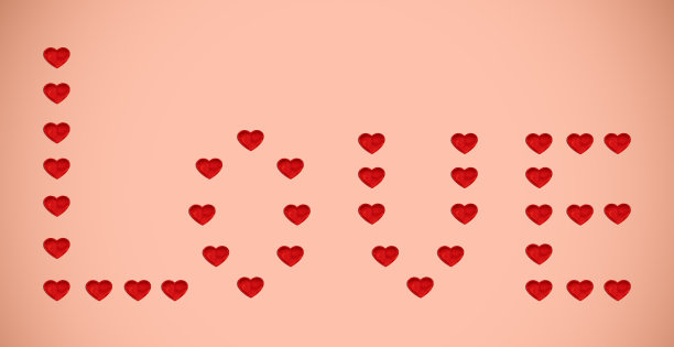 心形图案以“爱”为主题，以金色为背景图片下载