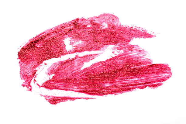 近距离的粉红色口红污迹或涂抹孤立的白色背景图片下载