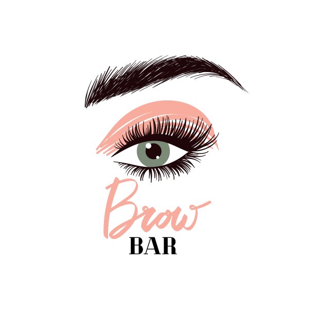 矢量睫毛和眉毛酒吧的标志。专业的化妆美容。美容美发书法、字体。图片下载