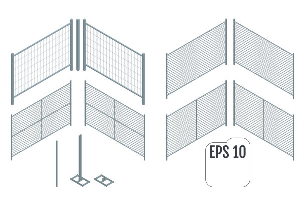 等距金属栅栏部分。向量图片下载