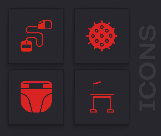 设置宠物美容表，可伸缩的绳带，网球和尿布的狗图标。向量图片下载