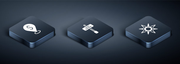 设置等距现金位置，风玫瑰和道路交通标志图标。向量图片下载