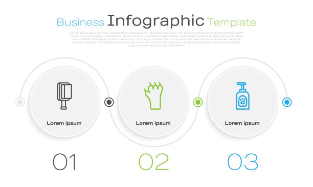 狗和猫的毛刷，爪印和宠物香波。业务信息模板。向量图片下载