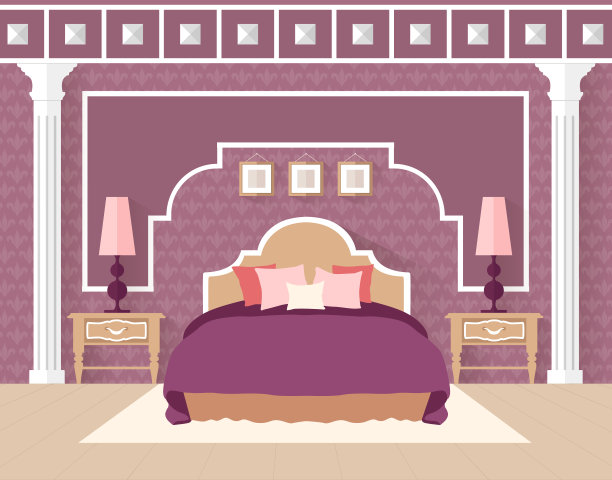 古典的卧室和家具。矢量插图。图片下载