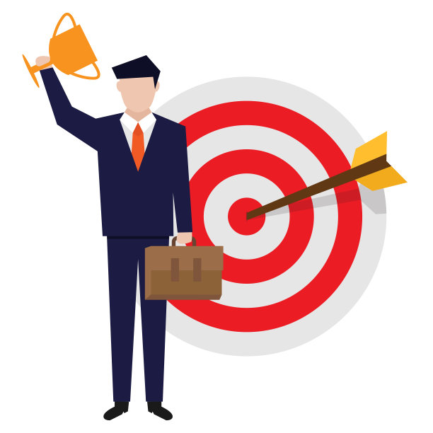 商家拍靶板，商家捧奖杯，平面设计矢量图片下载