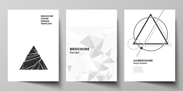 矢量布局A4格式现代封面模型设计模板的小册子，杂志，传单，小册子，报告。抽象几何三角形设计背景采用不同的三角形风格图案图片下载