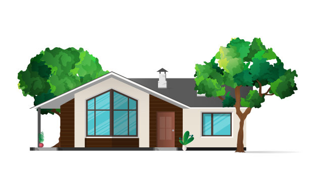 现代灯塔孤立在白色背景上。小屋，有阴影的联排别墅。室外小屋的建筑可视化。现实的矢量图。图片下载