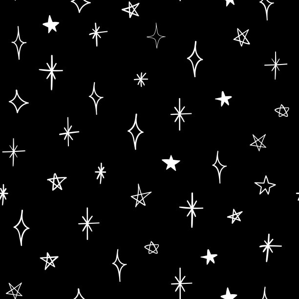 无缝矢量模式与涂鸦星星在黑色的背景图片下载