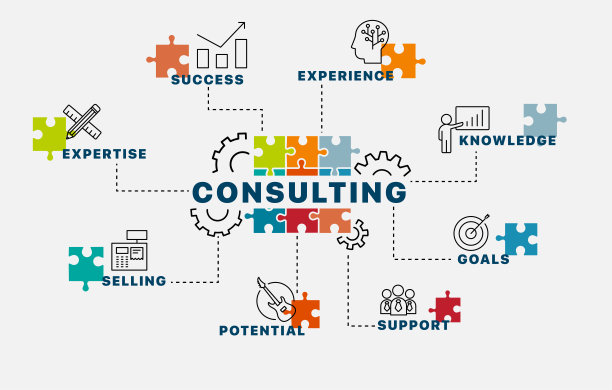 咨询的概念。信息图。图表与关键字和图标。咨询矢量插图。图片下载