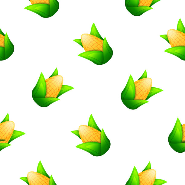 无缝图案抽象元素黄色玉米食物矢量设计风格背景插图图片下载