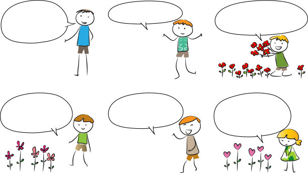 矢量卡通儿童表情符号与语音气泡集图片下载