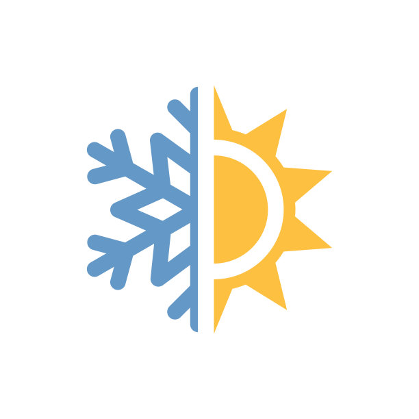 半太阳和雪花彩色矢量图标图片下载