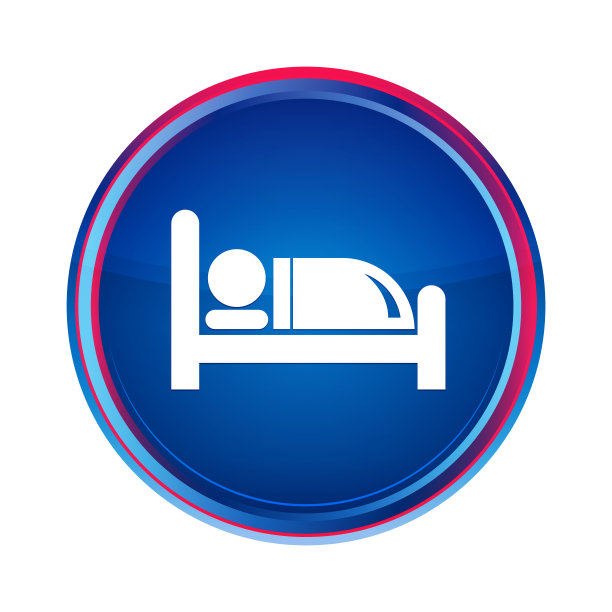 酒店床图标丝绸蓝色圆形按钮水设计插图图片下载