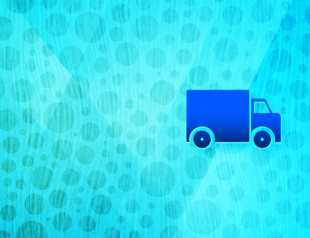 送货卡车图标闪亮气泡抽象青蓝背景湿水纹理插图图片下载