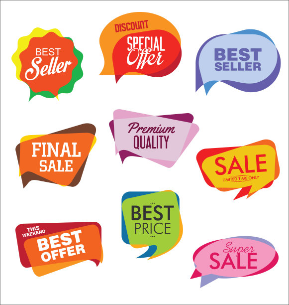 现代销售贴纸标签横幅和徽章收集图片下载