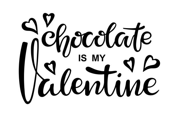 情人节的背景。巧克力是我的情人节标志。现代的毛笔书法。文字与心素描孤立在白色。适用于贺卡、贴纸、横幅、印刷品、家居装饰。图片下载