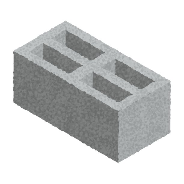 等距煤渣块孤立在白色背景上。灰色的砖。混凝土砌块图标。建设。平面3d等距矢量水泥块图标插图。图片下载