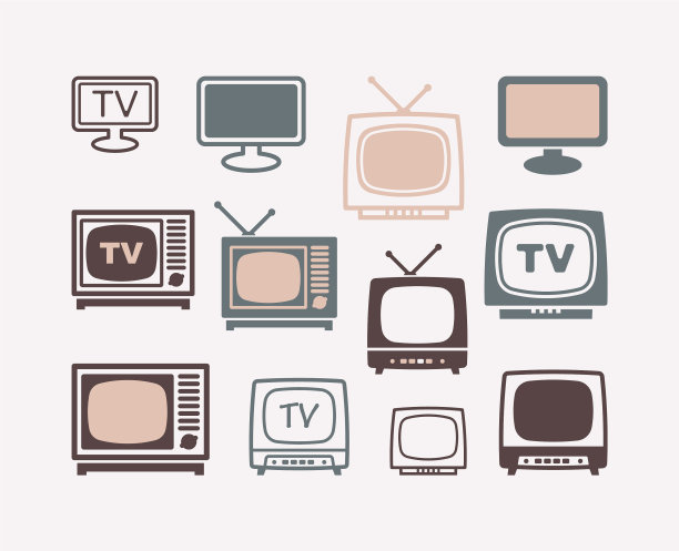 电视图标在复古风格集图片下载