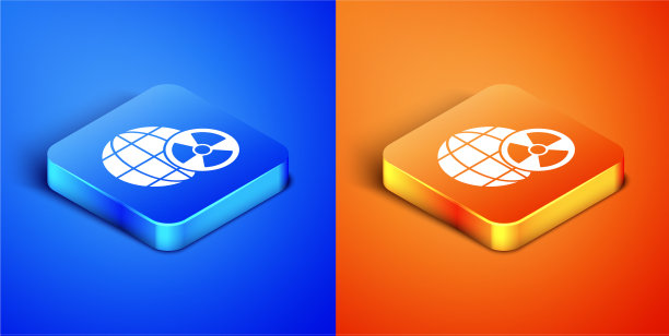 等距行星地球和辐射符号图标图片下载