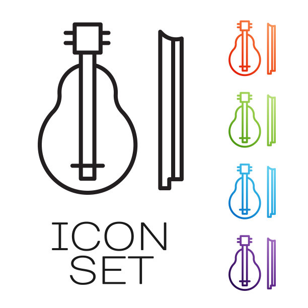 黑线小提琴图标孤立在白色上图片下载