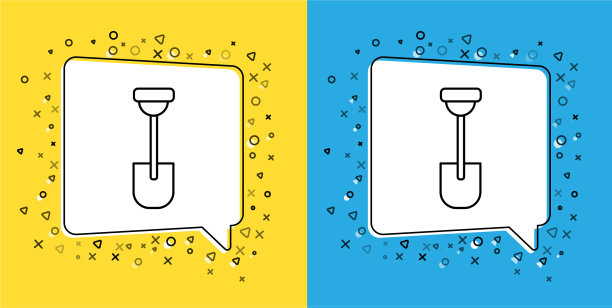 设置线铲图标隔离在黄色和蓝色图片下载