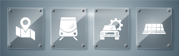 设置有轨电车和铁路出租车车顶服务图片下载