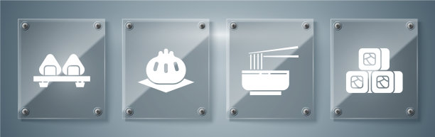 把寿司亚洲面条放在碗里和筷子里图片下载