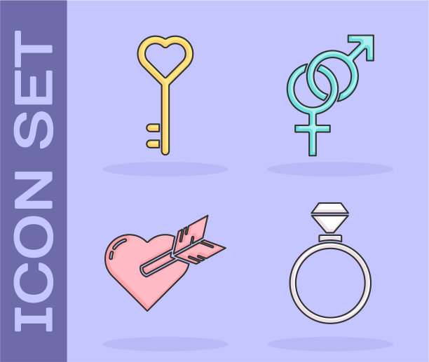 把结婚戒指钥匙设为心形的爱情图片下载