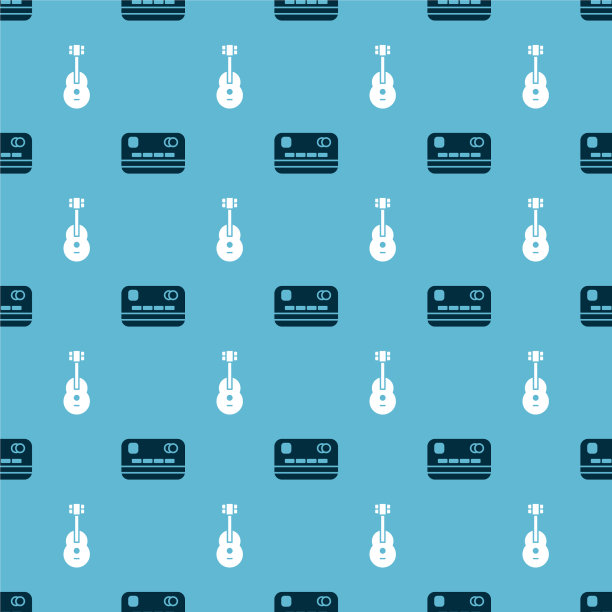 将信用卡和吉他设置为无缝模式图片下载