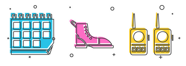 设置日历徒步靴和对讲机图标图片下载