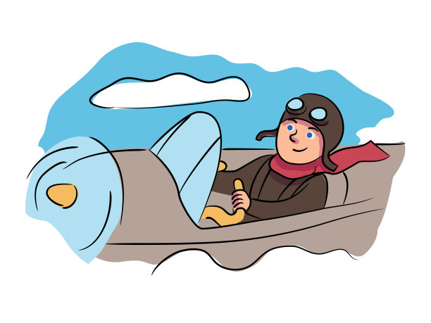 扮演玩具飞机飞行员的男孩图片下载