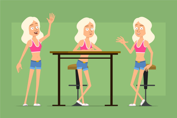 卡通扁夏美女角色集图片下载