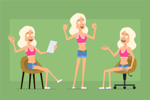 卡通扁夏美女角色集图片下载